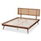Baxton Studio Nura Mid-Century Modern Walnut Brown Finished Wood and Synthetic Rattan Full Size Platform Bed 190-9819-9801-ZORO - alternate 3